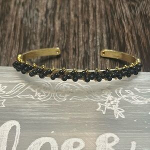 Black Onyx Gold Bangle